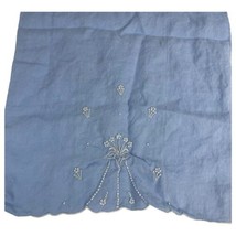 Small Blue Embroidered Floral Tea Towel Kitchen Cottage Granny Core 10x15 - $21.49