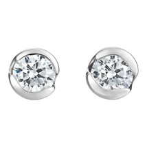 3 CT Round Brilliant Diamond Solitaire Stud Earrings 14K Gold Plated Simulated - £29.34 GBP
