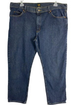 Lee Mens Jeans Size 42 x 30 Regular Fit Dark Wash Blue Stretch Denim  - £20.32 GBP