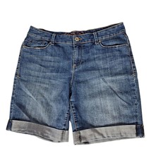 Sonoma Women&#39;s Life &amp; Style Modern Bermuda Shorts Size 12 Solid Blue Cuffed - £17.98 GBP
