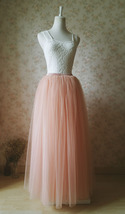 Deep Blush Tulle Maxi Skirt Women Puffy Plus Size Holiday Tulle Skirt image 5