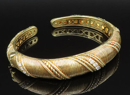 Judith Ripka 18K Gold - Vintage Linear Textured 1/4 Ct Diamonds Bracelet- GBR049 - £3,451.80 GBP
