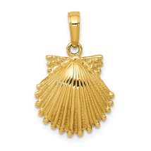 14K Gold Clam Shell Charm Seashell Beach Jewelry 22mm x 15mm - £132.53 GBP