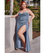 Plus-Size Glitter Gown w/ Cowl Neck, Sensual Bodice, Mermaid Silhouette,... - £214.95 GBP