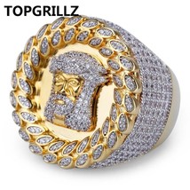 Topgrillz 2021 New Arrival Hip Hop Men Ring Copper Gold Color Micro Paved Aaa Cz - £22.54 GBP