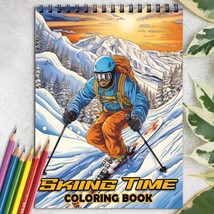 Skiing Time Spiral-Bound Coloring Book for Adult to Relax, Snowy Mountain Escape - £13.25 GBP