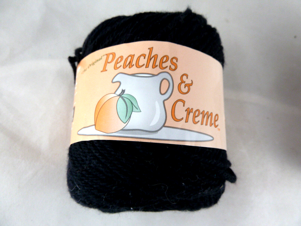 Peaches & Creme Black Yarn 2.5 oz Solid (120 Yds) Cotton Worsted 4 Ply - $5.93