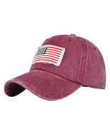 HOT Red US Flag Dyed Washed Retro - Plain Polo Patriotic Baseball Cap Hat - £12.66 GBP