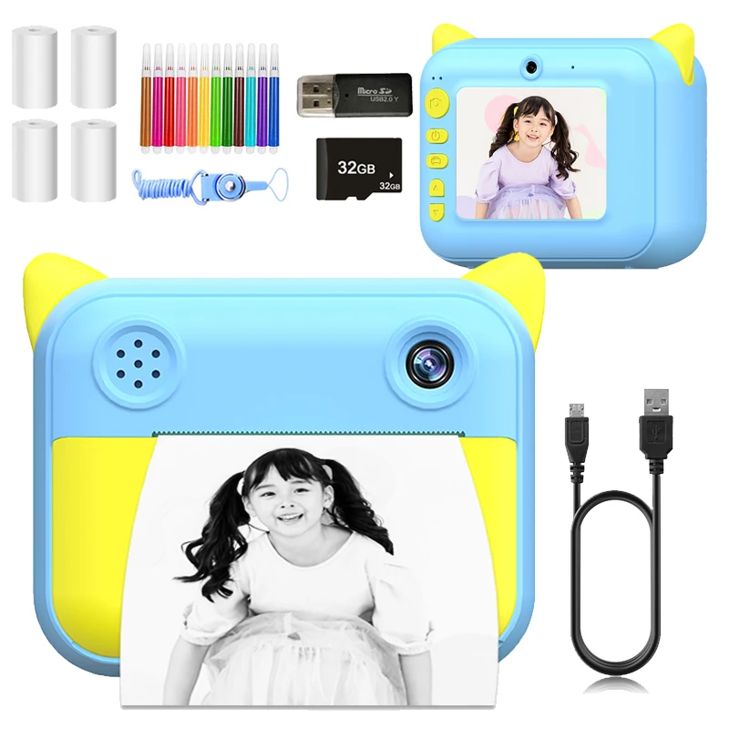 Instant Print Camera for Children Thermal No Ink Kids Toy Digital Cameras - £10.11 GBP+