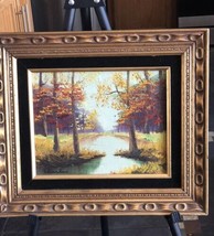 Genuine Vintage Oil Painting Autumn Landscape Academy Art Chicago Great Conditio - $39.59