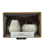 Harvest Salt  And Pepper Shaker Set White Ceramic Gourds - £9.17 GBP