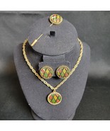 Vintage Sarah Coventry Set Mosaic Necklace Pin Earrings Costume Jewelry ... - $40.52 CAD