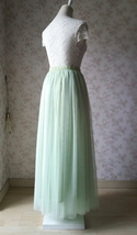 LIGHT GREEN Tulle Maxi Skirt Outfit Wedding Bridesmaid Plus Size Tulle Skirts image 4