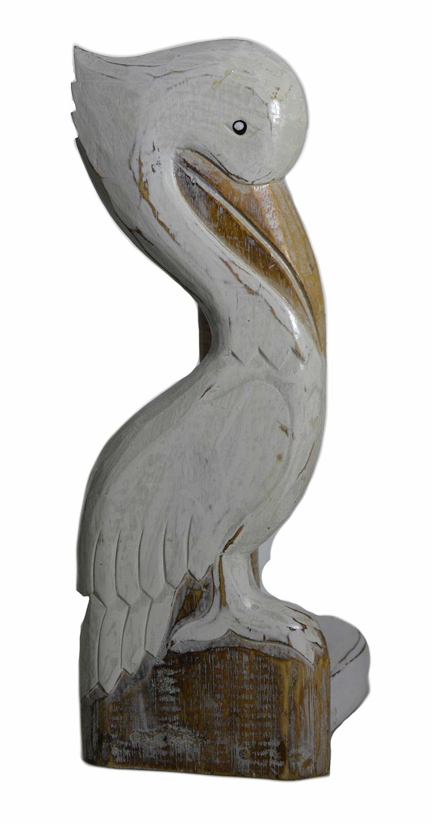 WorldBazzar Hand Carved White Pelican Paper Towel Holder Wood Carving Nautical S - $24.69
