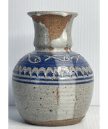 Drip Glaze Pottery Vase Grey Blue Stoneware Pottery Fish Ocean Waves - £18.65 GBP