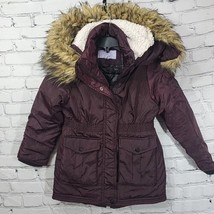 Madden Girl Jacket Girls M Medium Puffer Burgundy Fur Trimmed Hood  - £15.24 GBP