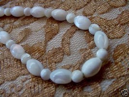 (v455) 21&quot; WHITE Mother of Pearl Beads pearls bead GEM Necklace JEWELRY - £43.34 GBP