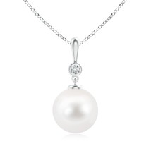 ANGARA Freshwater Pearl Drop Pendant Necklace with Diamond in Silver (10mm) - £148.33 GBP+