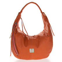 Medichi Italian Made Orange Leather Zip Front Pocket Large Hobo Shoulder Bag - £391.72 GBP