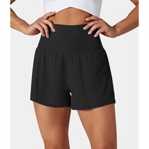 Halara Super High Waisted Pocket 2-in-1 Yoga Shorts 2.5&quot; Black M - £13.07 GBP