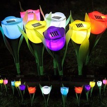 6X Outdoor Solar Powered Led Tulip Flower Lights Garden Lawn Pathway Decor Lamp - £35.33 GBP
