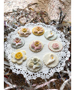 One dozen Floral fondant cupcake toppers. Wedding, bridal party, birthday.  - £23.59 GBP+