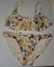 Old Navy Swimsuit Two Piece Bikini Set Womens Cream Floral Print Outdoor Beach - £6.71 GBP