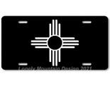 New Mexico Zia Inspired Art White on Black FLAT Aluminum Novelty License... - $17.99