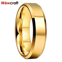 Wowcraft Jewelry 6mm Gold Tungsten Carbide Rings for Men Women Wedding B... - £18.89 GBP
