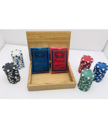 Aces Over Kings Poker Card Set In Wooden Box Sealed Decks With Used Poke... - $25.65