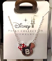 Disney Parks Minnie Mouse Icon Initial Letter B Silver Color Necklace Child Size