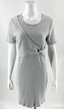 Lole T Shirt Dress Size XL Gray Ribbed Stretch Knit Overlap Front Womens - $34.65