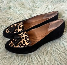 Sofft Leopard Print Loafers Size 6 Black Tan Suede Tassel Cow Hair Flats - $33.66