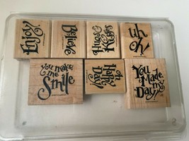 Stampin&#39; Up! 1997 &quot;Everyday Expressions&quot; Set of 8 Believe, Enjoy, Smile,... - $14.24