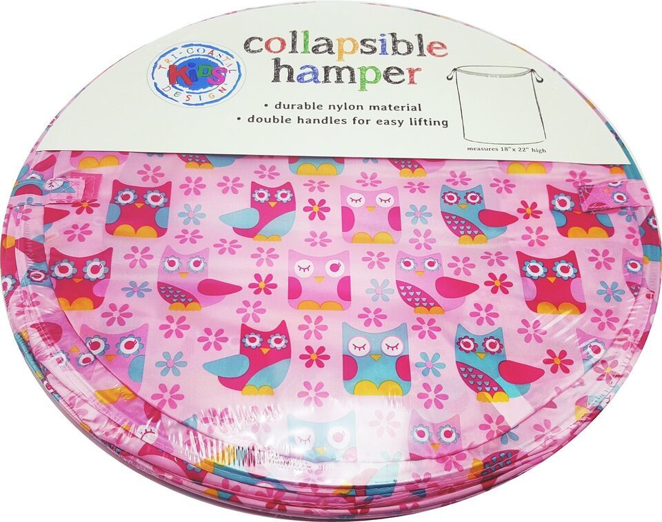 Girls Owl Pink Toy Storage Bin Laundry Hamper Collapsible New