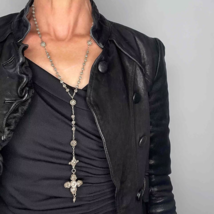 18th to 19th century silver Filigree ROSARY necklace Silver Chain - $20,339.03 MXN