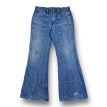Vtg 70s Levis Faded Jeans Orange Tab Bell Bottom 33x33 Paneled Bareback ... - $138.59