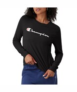 Champion Women’s Long-Sleeve Script T-Shirt — Black, Small | Classic Fit - €25,67 EUR