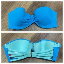 Victoria’s Secret Flirty Braided Strap Blue Bandeau Bikini Top Size 32C ... - $11.88