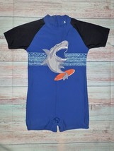 Phibee Boys Shark Short Sleeve One Piece Rashguard Swimsuit Size 10 - £8.76 GBP