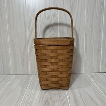 Longaberger Basket 1991 8.25" or 13" w/handle 6.25" square w/ plastic pr... - $20.78