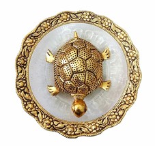 Metal Gold Glass Plate Feng Shui Yantra Best Gift For Wish Luck &amp; Career - £13.50 GBP