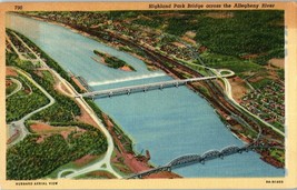 Aerial View Postcard Highland Park Bridge across Allegheny River Posted 1946 - £8.42 GBP