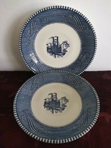 Currier and Ives 6&quot; Saucers Low Water in the Mississippi Royal China Blue  Set 2 - £11.95 GBP