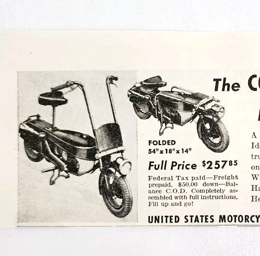 1948 Corgi US Motorcycle Co Advertisement Portable Transportation Vintag... - $19.99