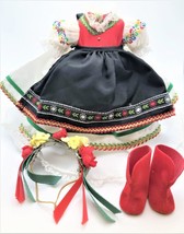 Madame Alexander Red, Black &amp; White Poland Outfit, Shoes, Headpiece and Accessor - £12.71 GBP