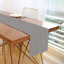 Table Runner Houndstooth Black and White Deco for Wedding Party Dinner Holidays  - £29.61 GBP