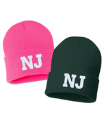 NJ State Embroidered Cuffed Beanie Hat, Embroidered Gift, Winter Hat - £13.71 GBP