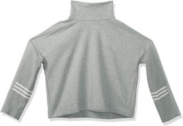 adidas Womens Essentials Comfort Funnel Neck Sweatshirt,Gray/White Size Small - $59.40