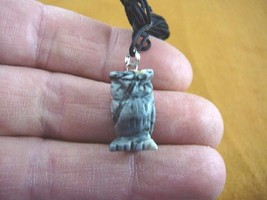 (an-owl-10) OWL Gray Picasso Marble OWLS carving Pendant NECKLACE FIGURINE - $7.70